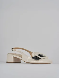 Slingback tacco 4cm vernice beige