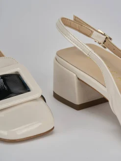 Slingback tacco 4cm vernice beige