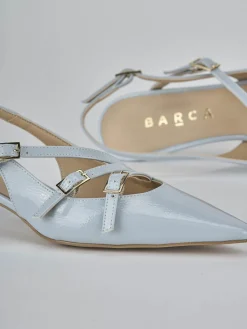 Slingback tacco 4cm vernice azzurro