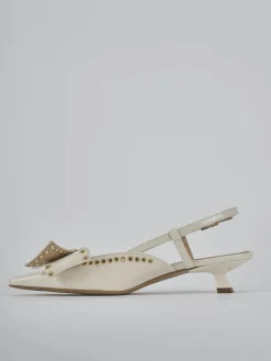 Slingback tacco 4cm vernice bianco