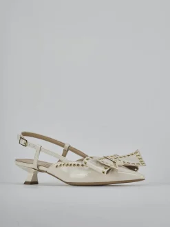 Slingback tacco 4cm vernice bianco