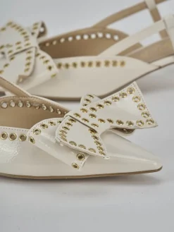 Slingback tacco 4cm vernice bianco