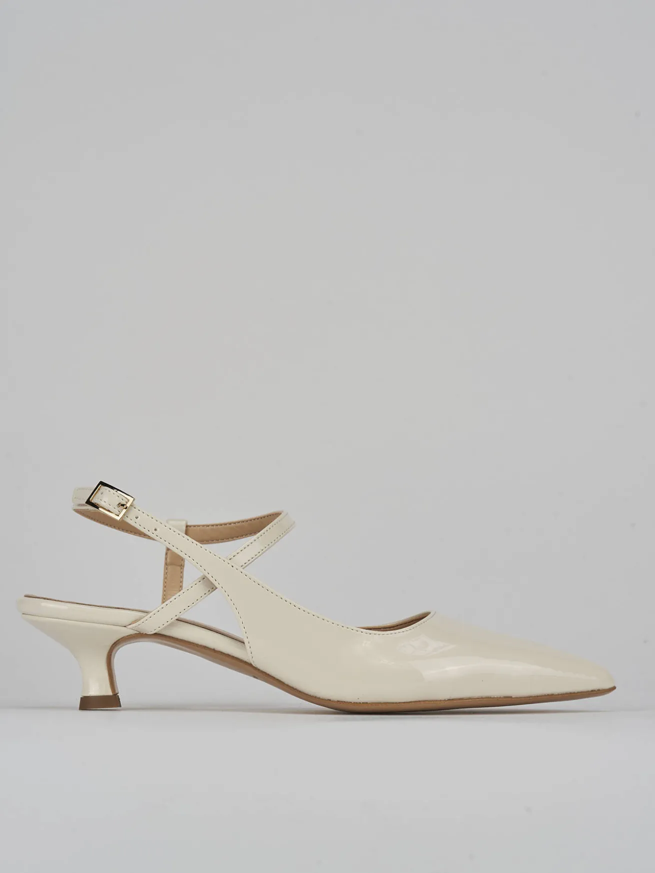 Slingback tacco 4cm vernice bianco