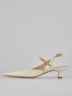Slingback tacco 4cm vernice bianco