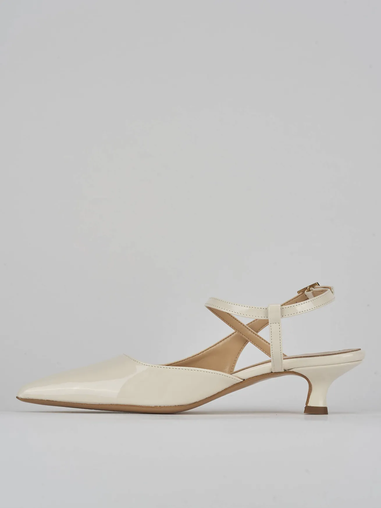 Slingback tacco 4cm vernice bianco