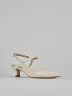 Slingback tacco 4cm vernice bianco