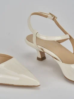 Slingback tacco 4cm vernice bianco