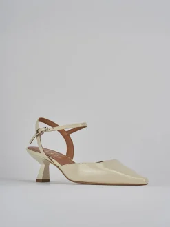 Slingback tacco 5cm vernice bianco
