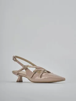 Slingback tacco 4cm vernice beige