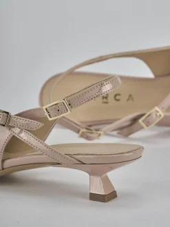 Slingback tacco 4cm vernice beige