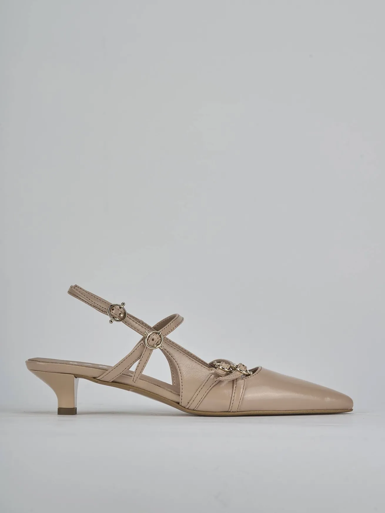 Slingback tacco 3cm vernice beige