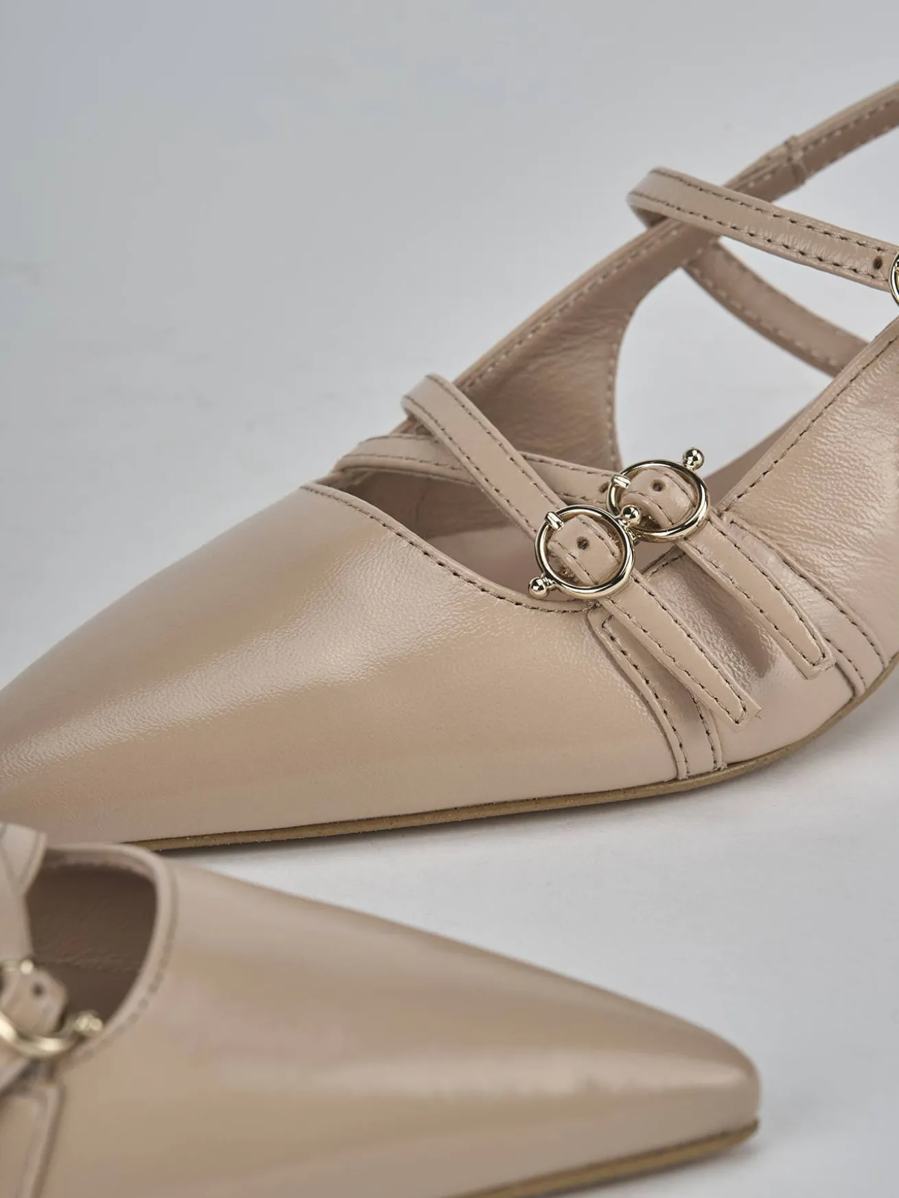 Slingback tacco 3cm vernice beige