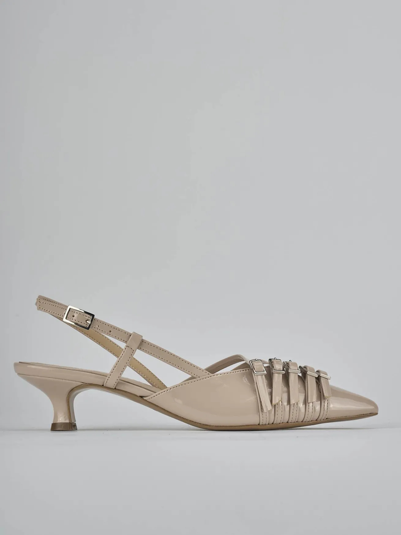 Slingback tacco 4cm vernice beige