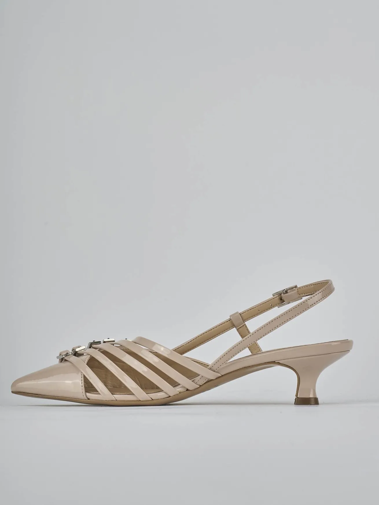 Slingback tacco 4cm vernice beige