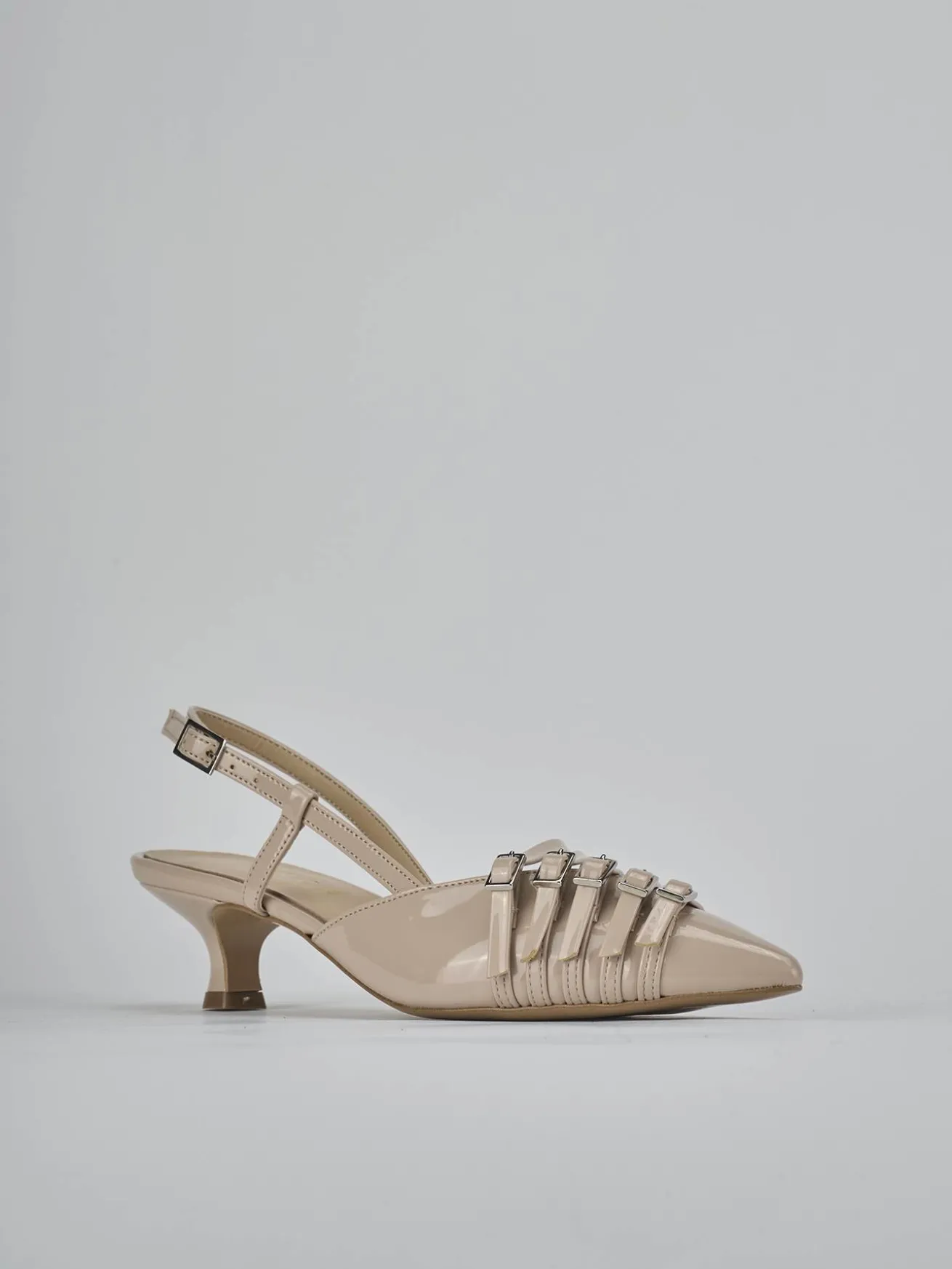 Slingback tacco 4cm vernice beige