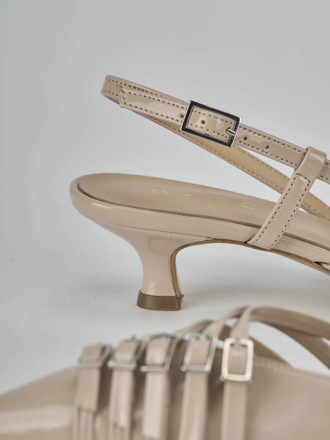 Slingback tacco 4cm vernice beige