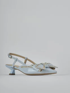 Slingback tacco 4cm vernice azzurro