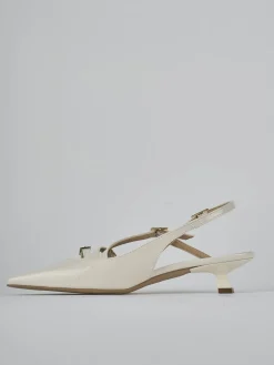 Slingback tacco 4cm vernice bianco