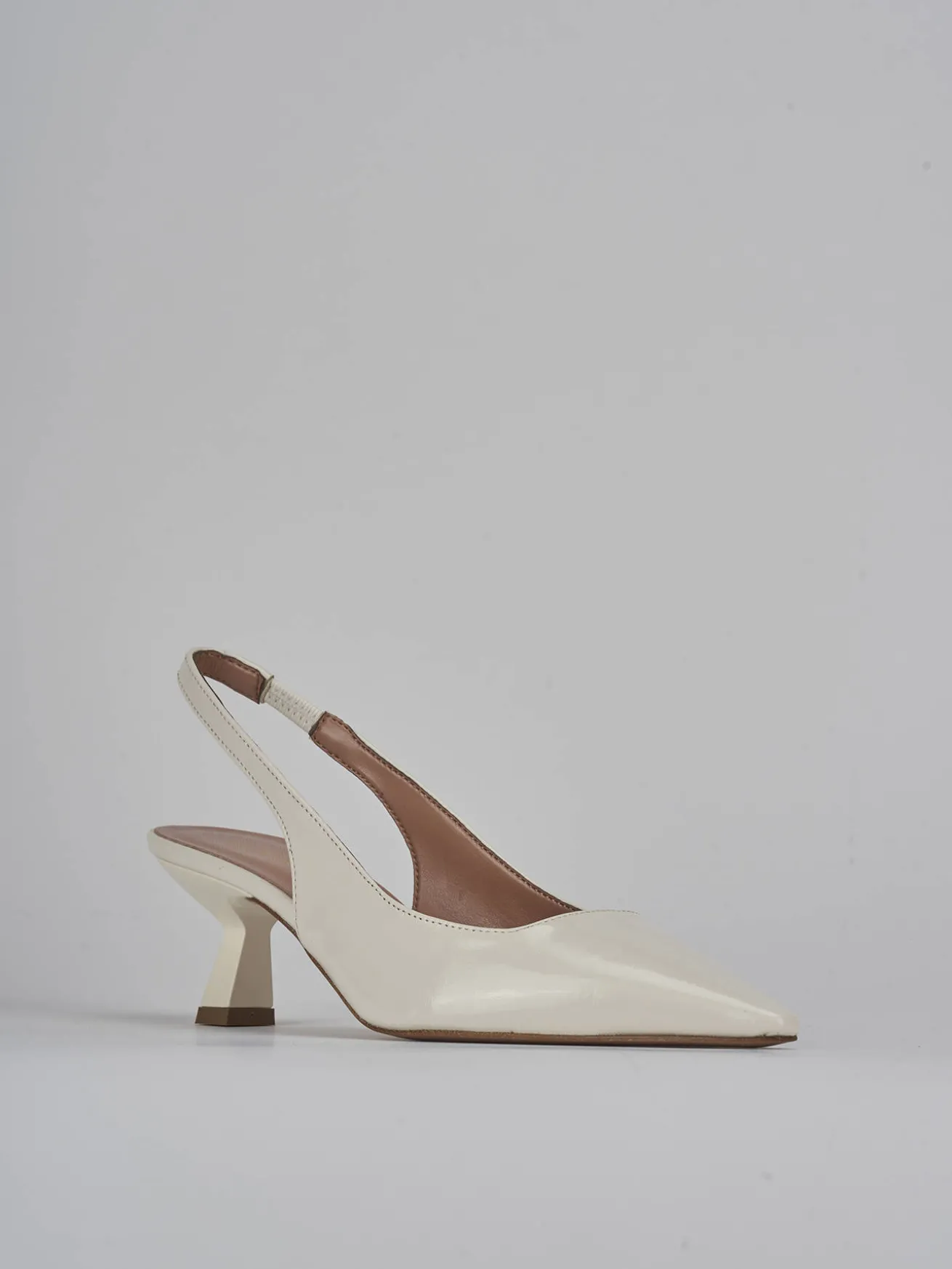 Slingback tacco 6cm vernice bianco