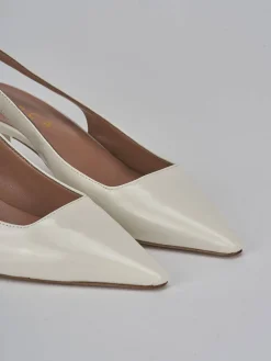 Slingback tacco 6cm vernice bianco