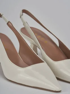 Slingback tacco 6cm vernice bianco
