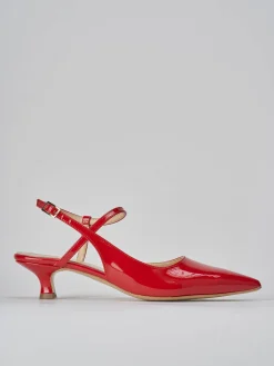 Slingback tacco 4cm vernice rosso
