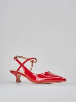 Slingback tacco 4cm vernice rosso
