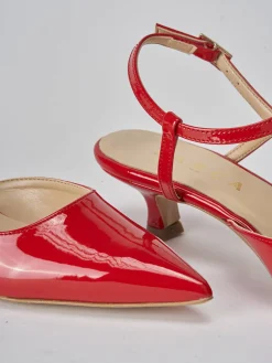 Slingback tacco 4cm vernice rosso