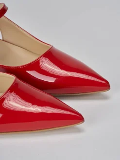Slingback tacco 4cm vernice rosso