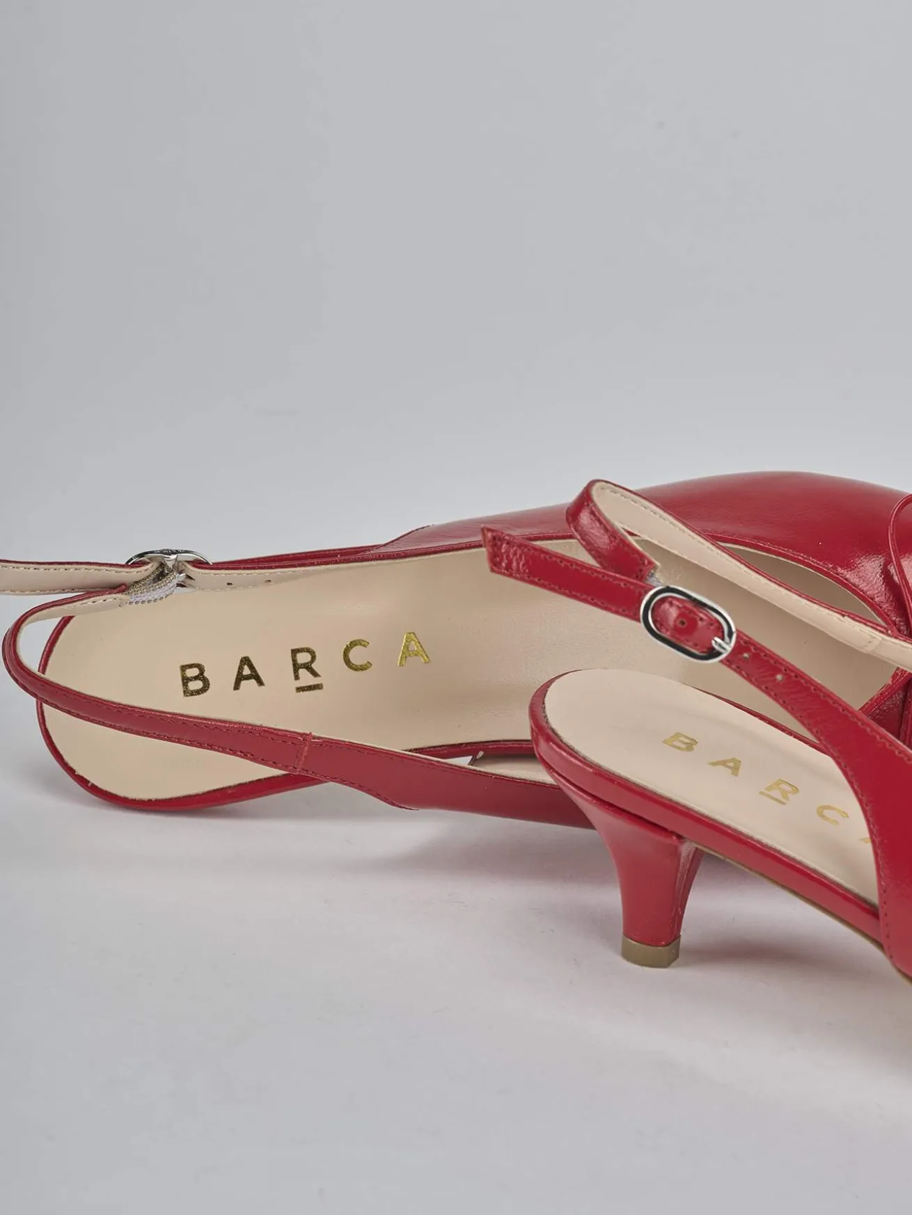 Slingback tacco 5cm vernice rosso