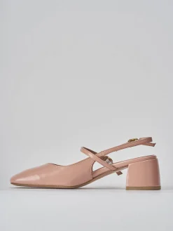 Slingback tacco 5cm vernice rosa
