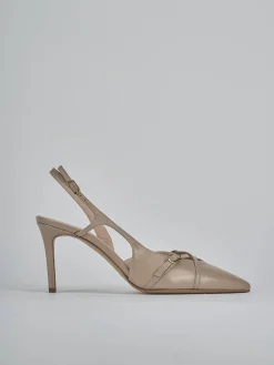 Slingback tacco 7cm vernice beige