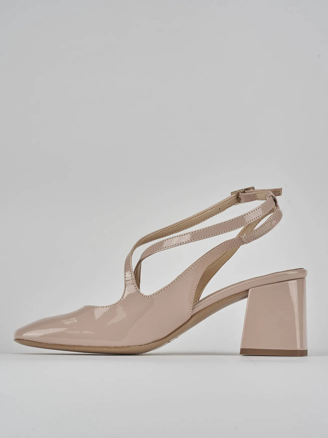 Slingback tacco 6cm vernice rosa