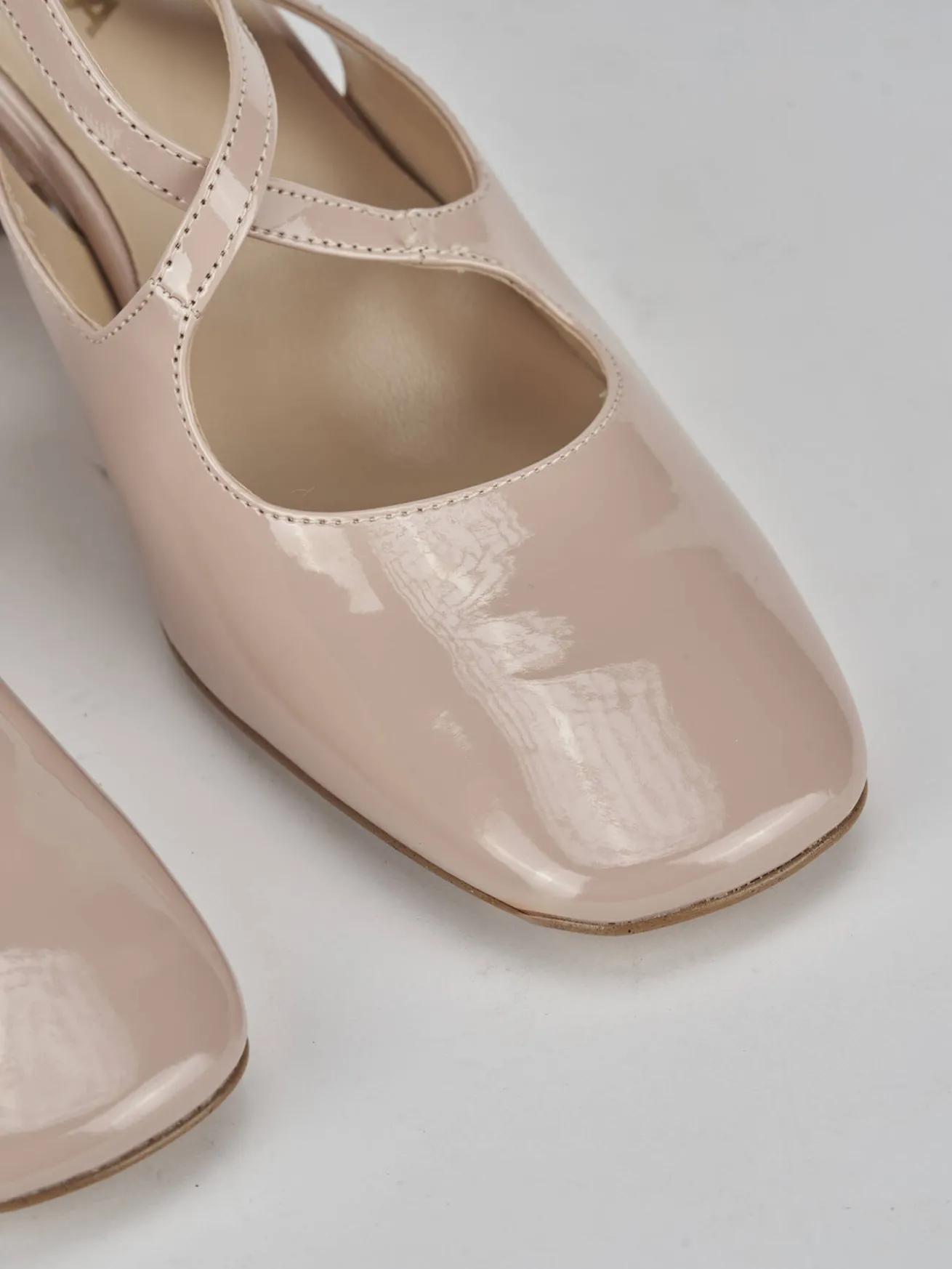 Slingback tacco 6cm vernice rosa