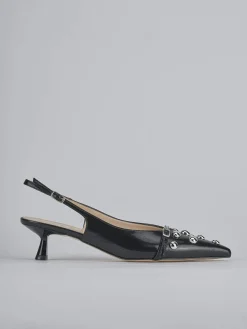 Slingback tacco 5cm vernice nero