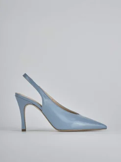 Slingback tacco 9cm vernice azzurro
