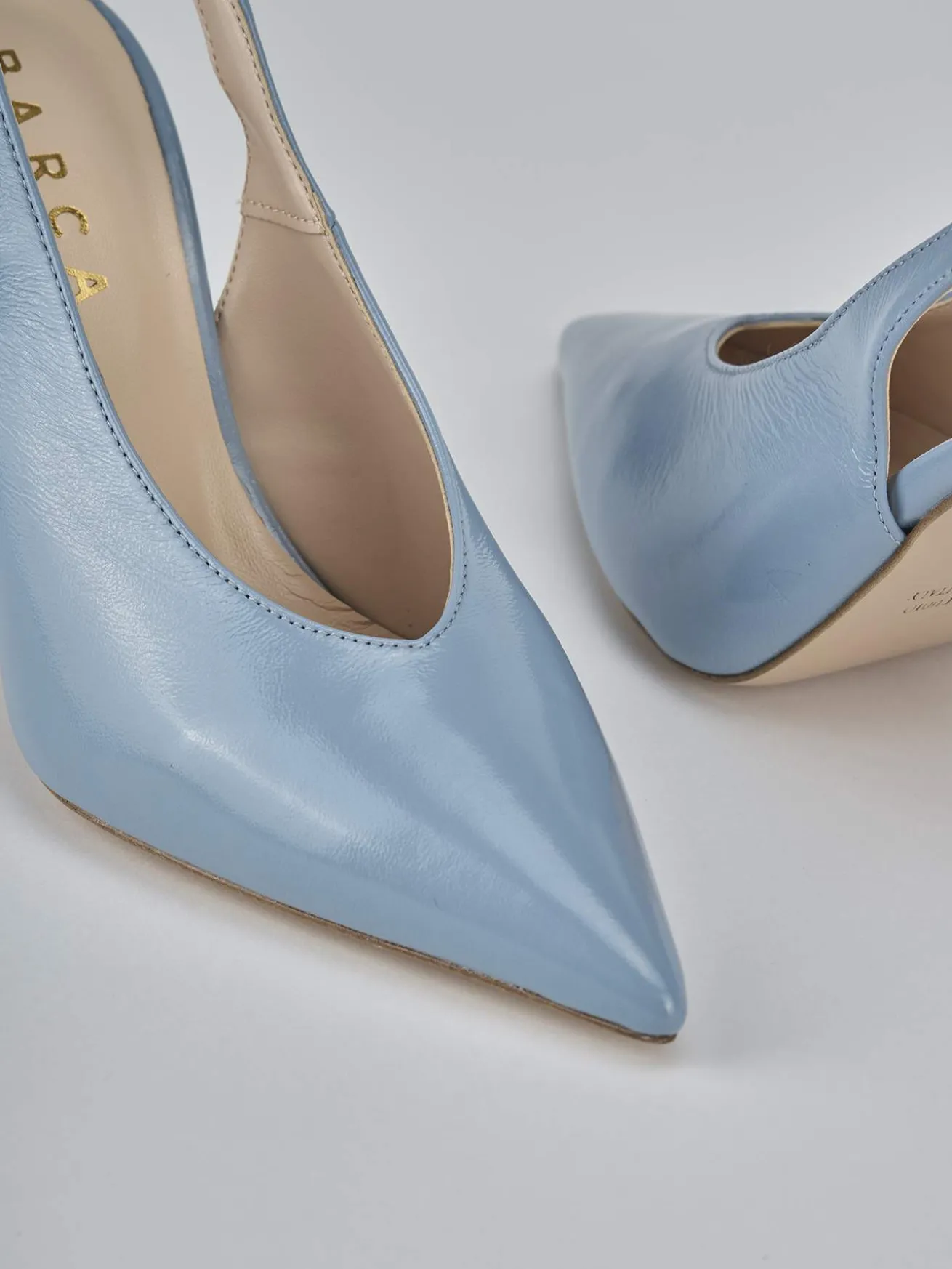Slingback tacco 9cm vernice azzurro