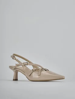 Slingback tacco 7cm vernice beige