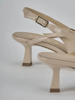 Slingback tacco 7cm vernice beige