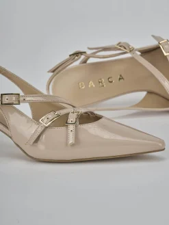 Slingback tacco 7cm vernice beige