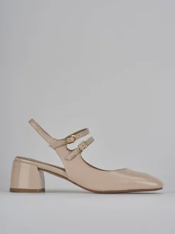 Slingback tacco 5cm vernice beige