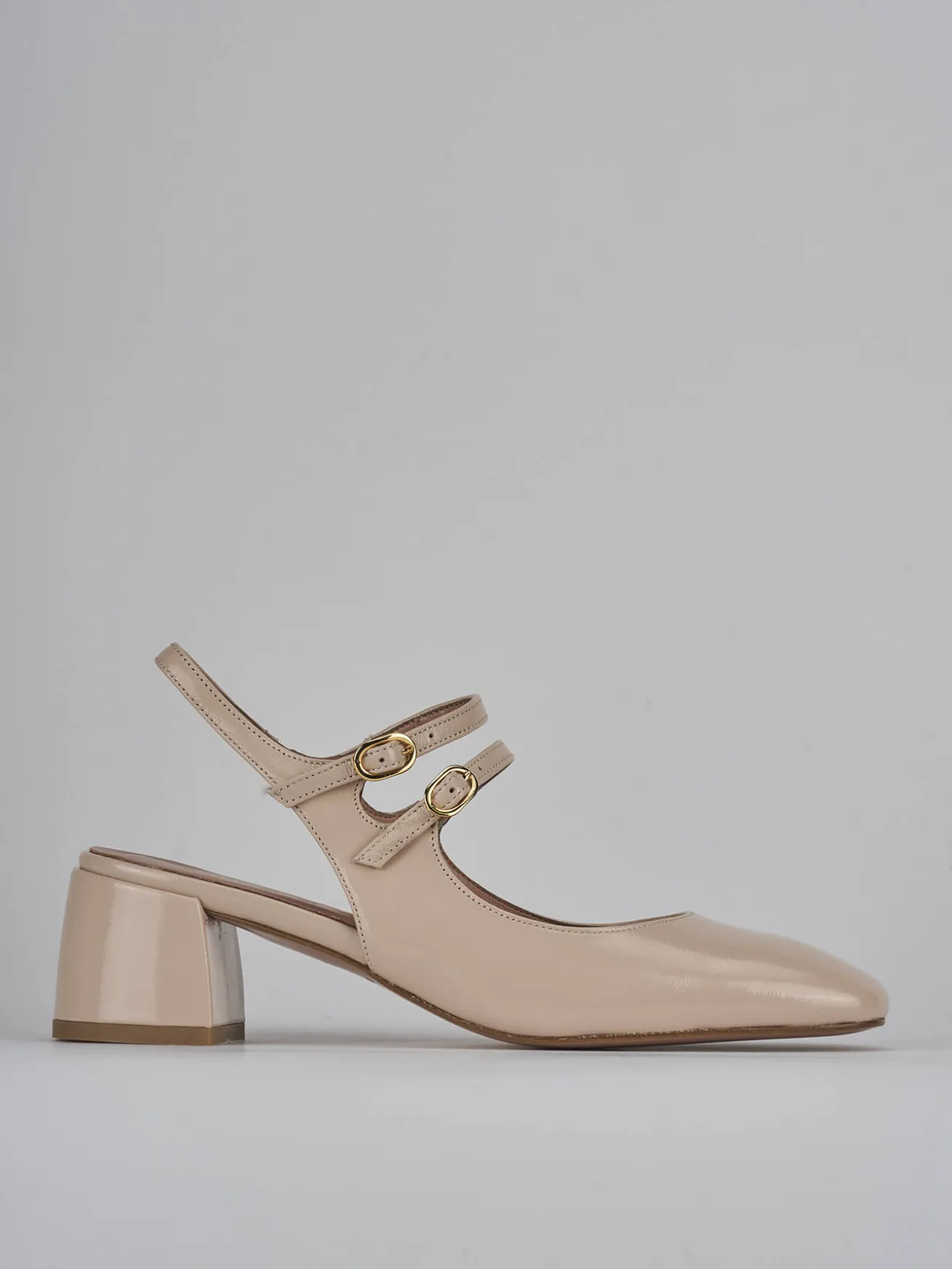 Slingback tacco 5cm vernice beige