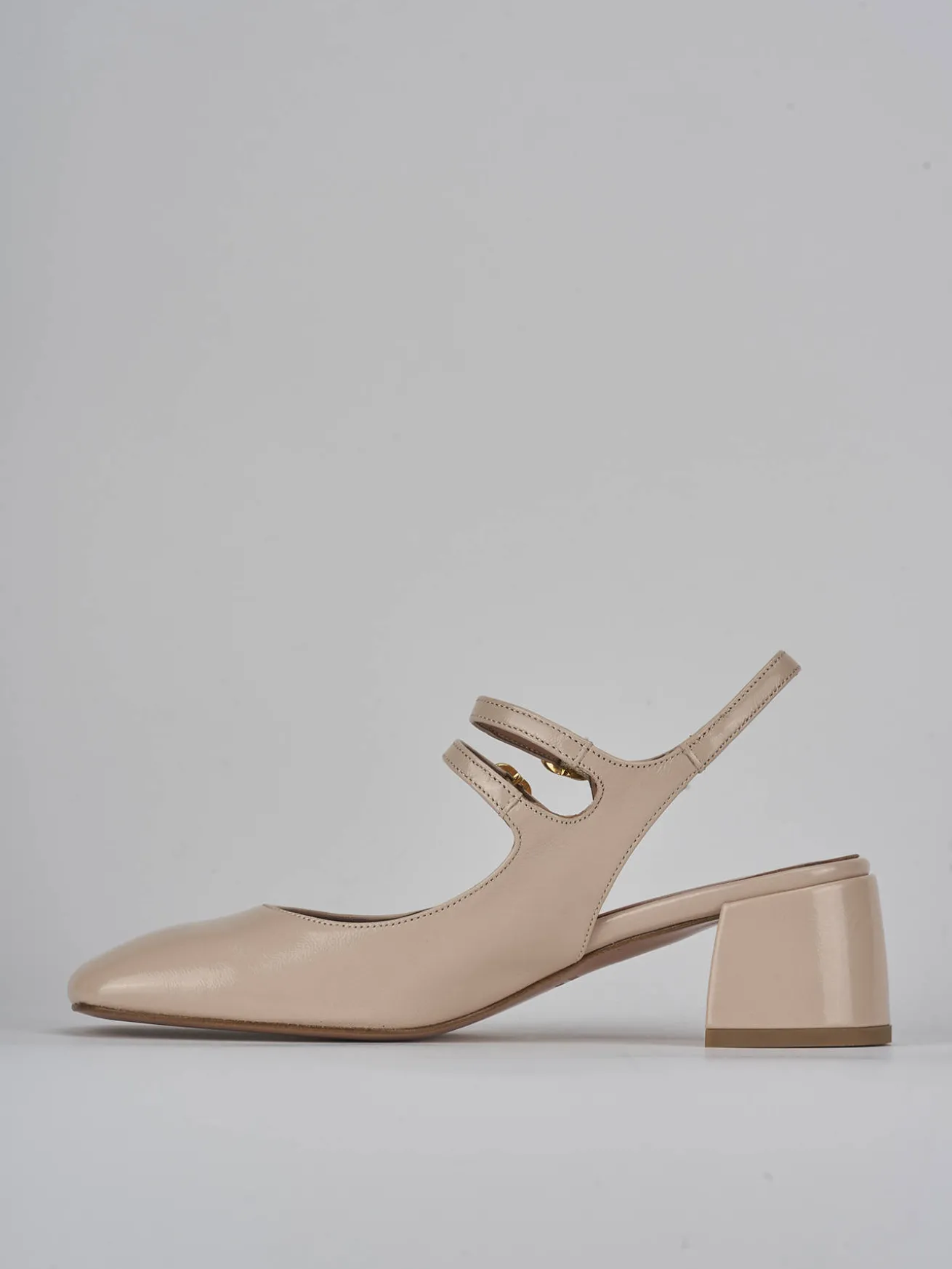 Slingback tacco 5cm vernice beige
