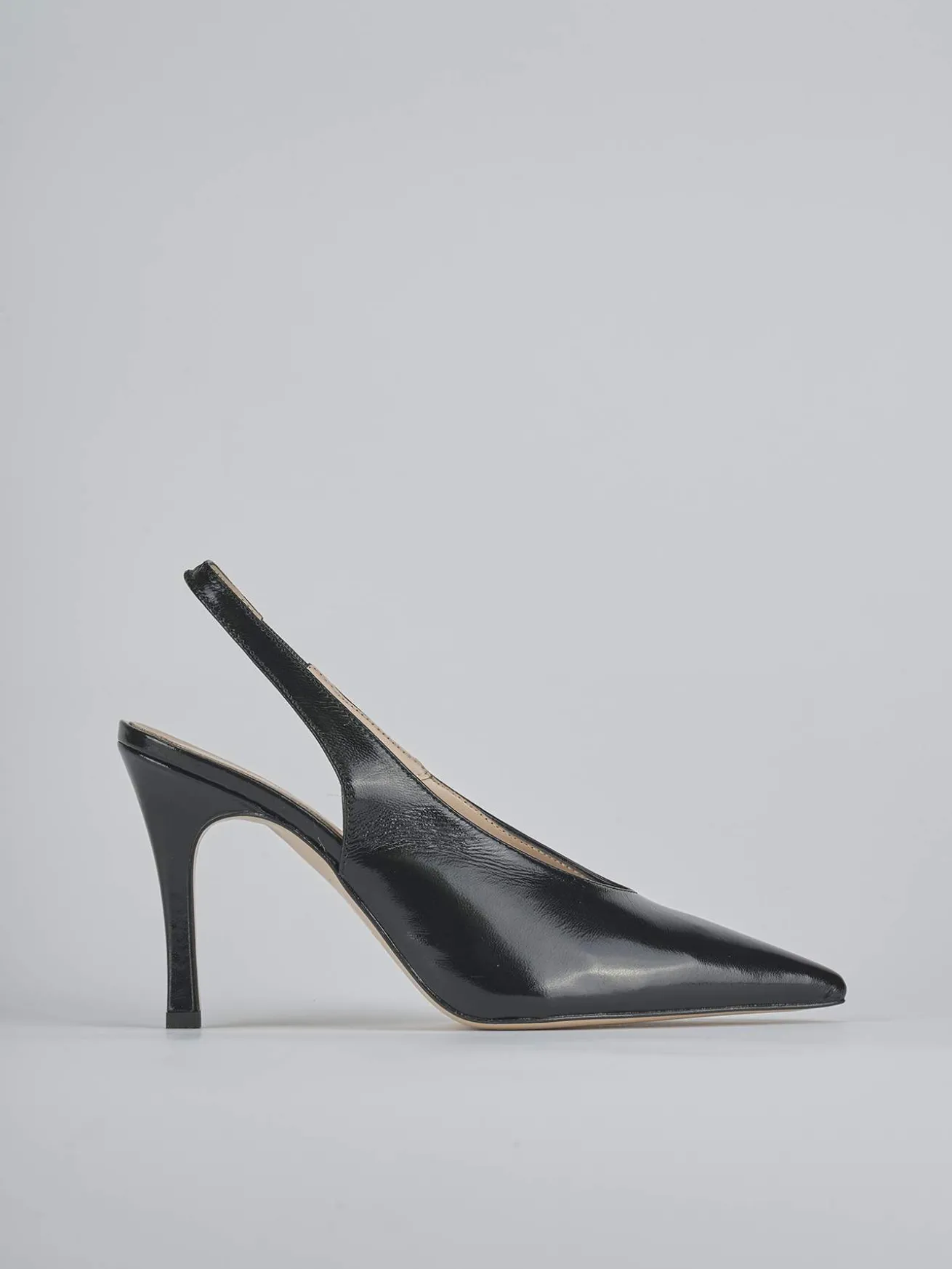 Slingback tacco 9cm vernice nero