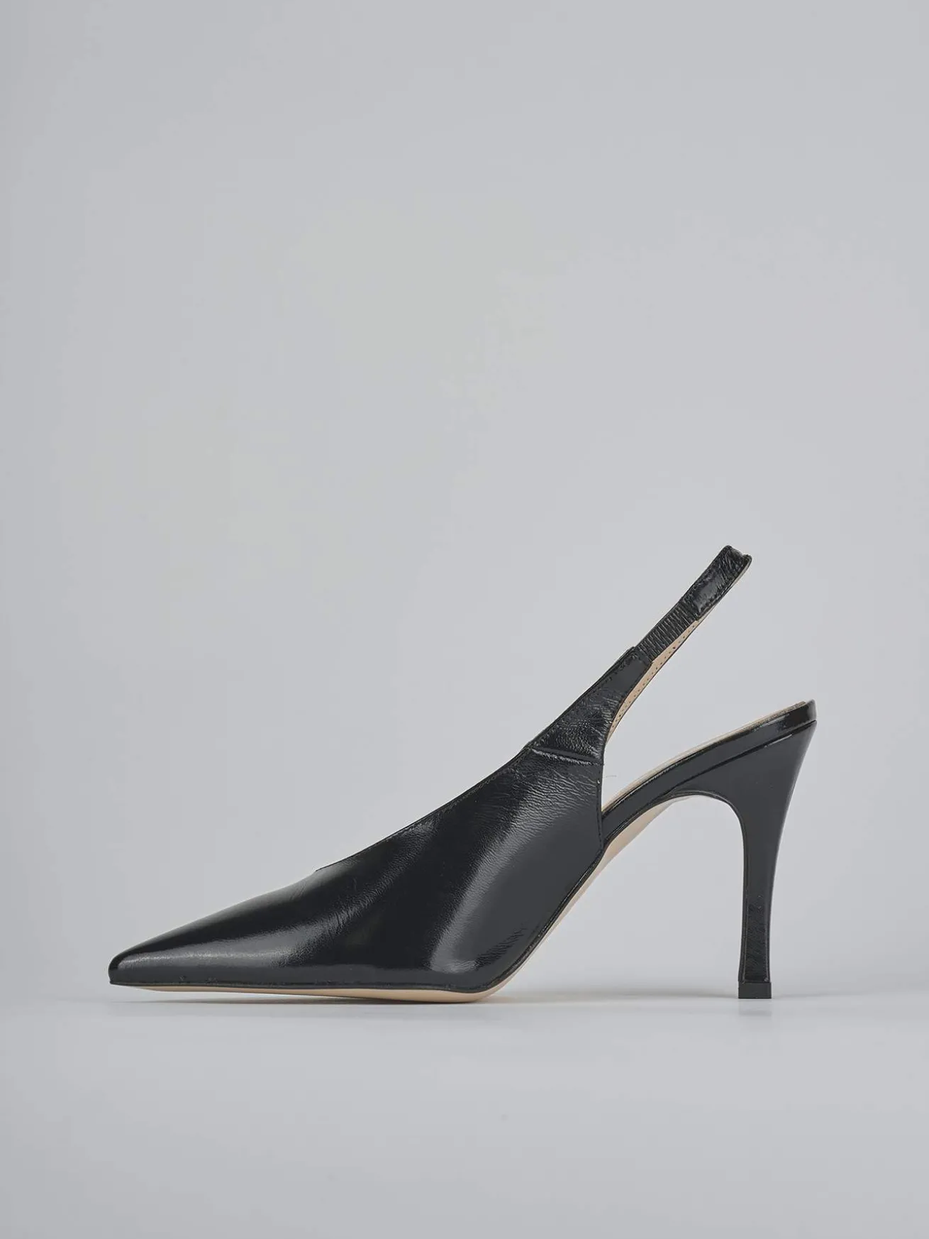 Slingback tacco 9cm vernice nero