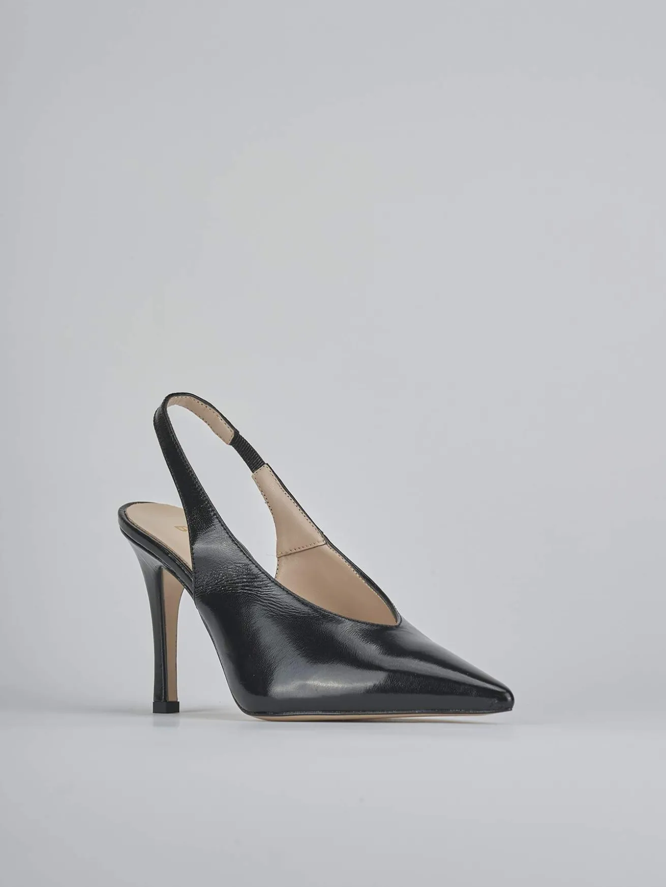 Slingback tacco 9cm vernice nero