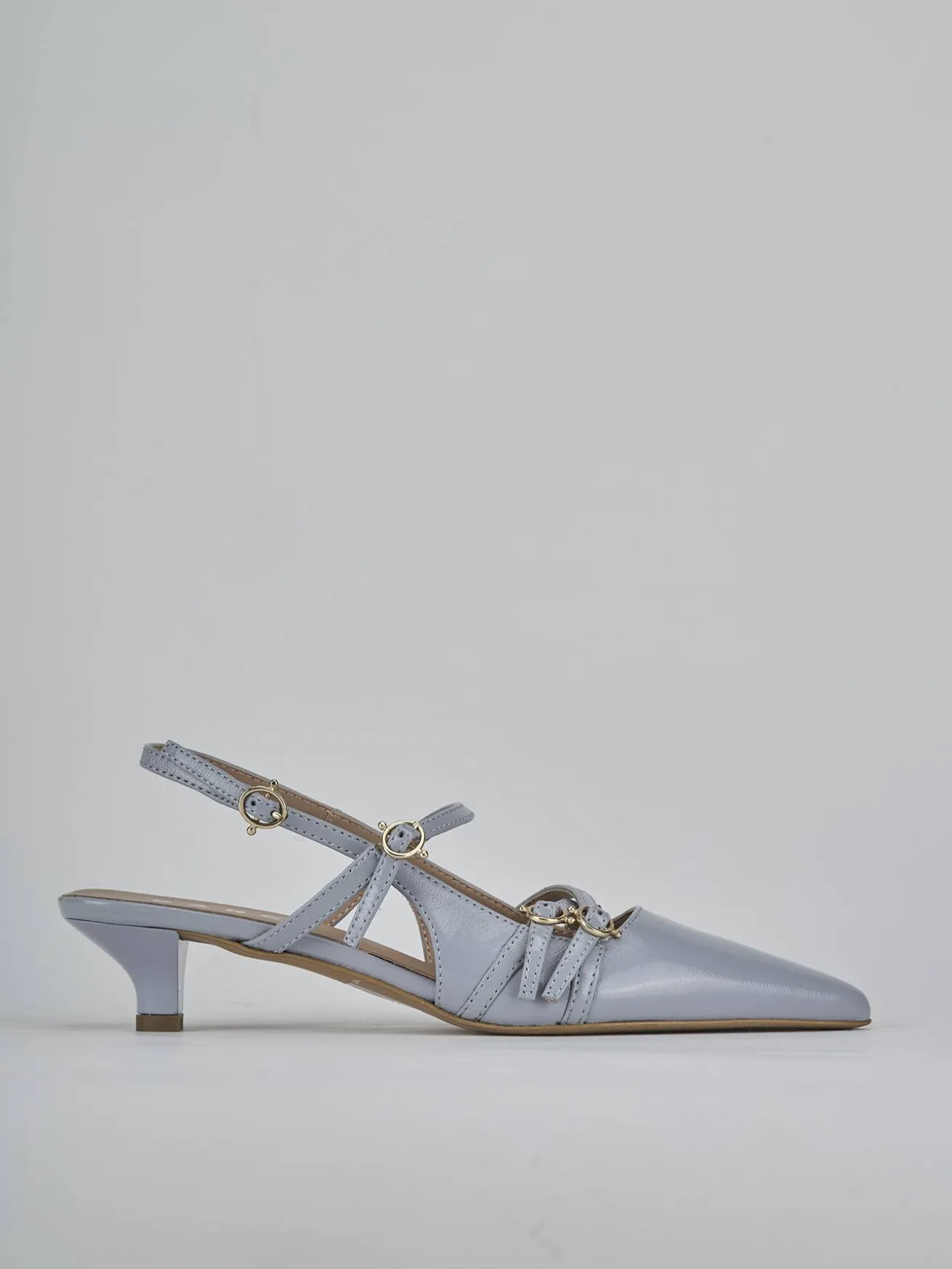 Slingback tacco 3cm vernice azzurro