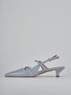 Slingback tacco 3cm vernice azzurro