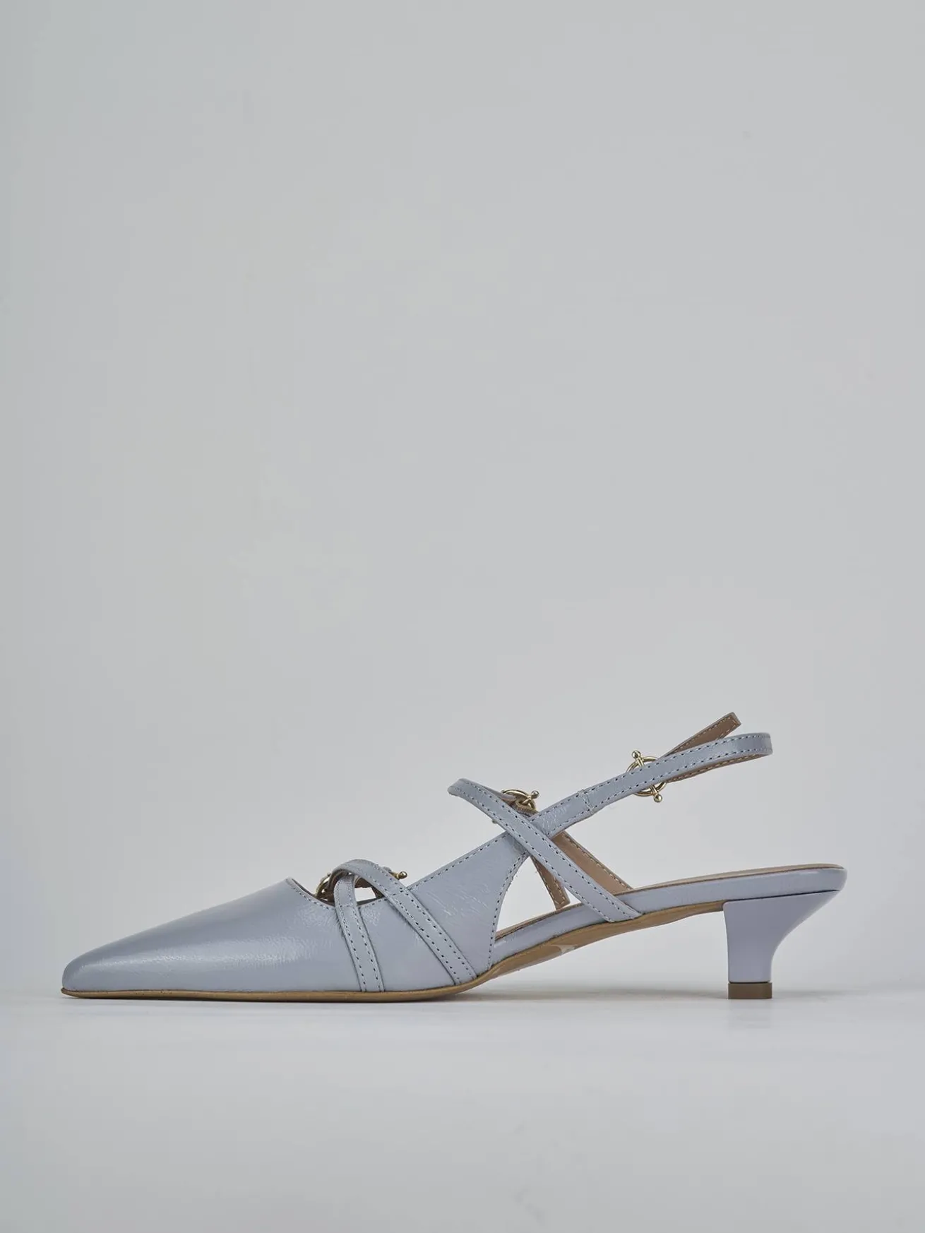 Slingback tacco 3cm vernice azzurro