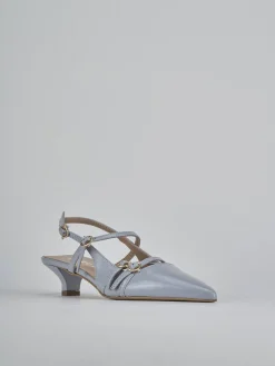 Slingback tacco 3cm vernice azzurro